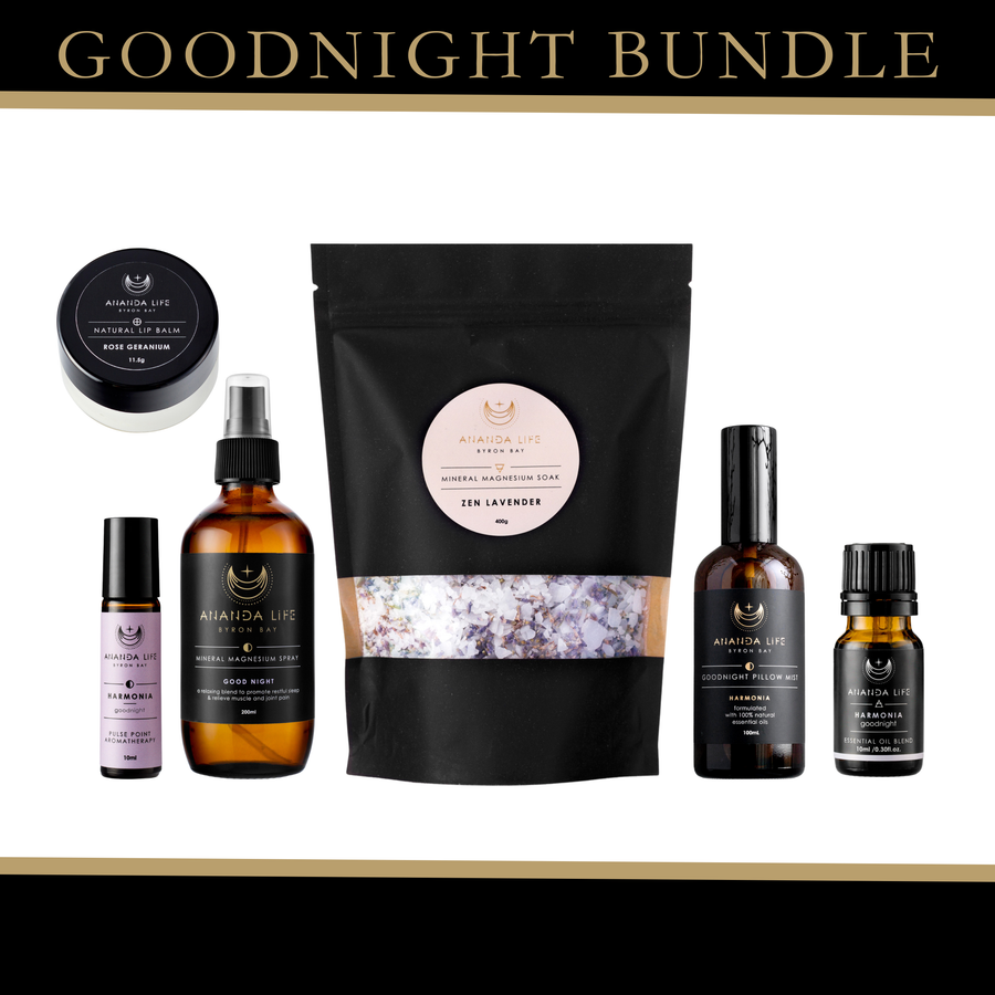 Goodnight Bundle natural sleep aromatherapy gift set lavender magnesium spray sleep oil – Ananda Life