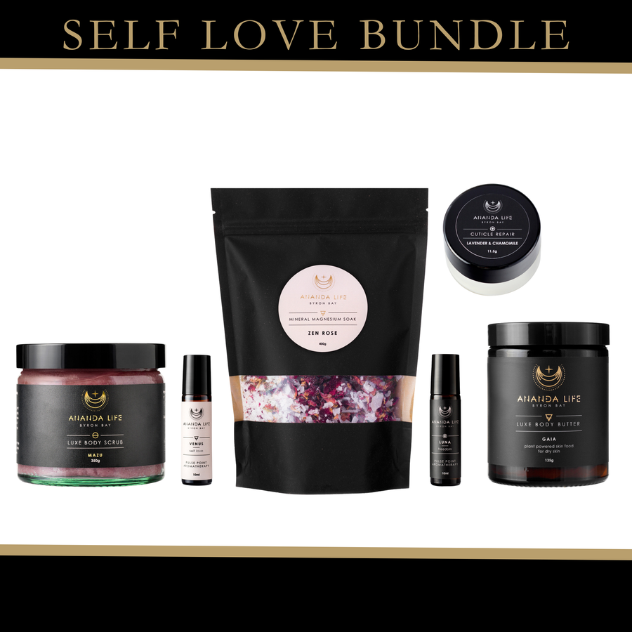 Self Love Bundle natural skincare gift set body butter bath soak aromatherapy perfume – Ananda Life