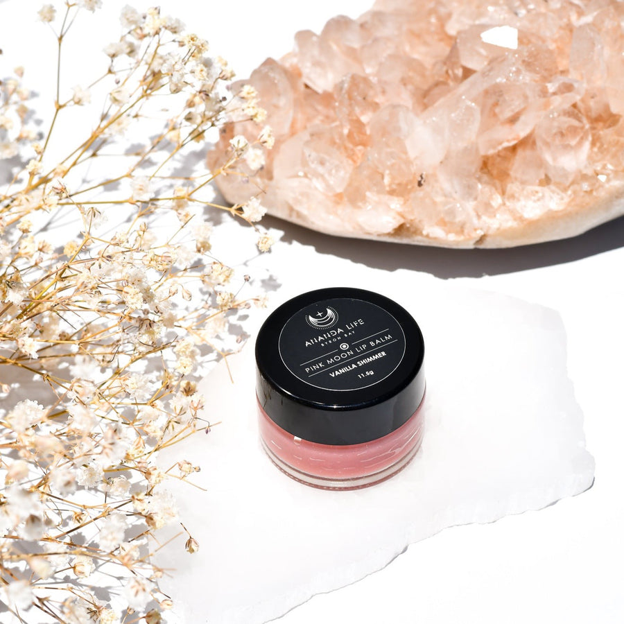 Ananda Life Natural lip balm - PINK MOON - Vanilla shimmer